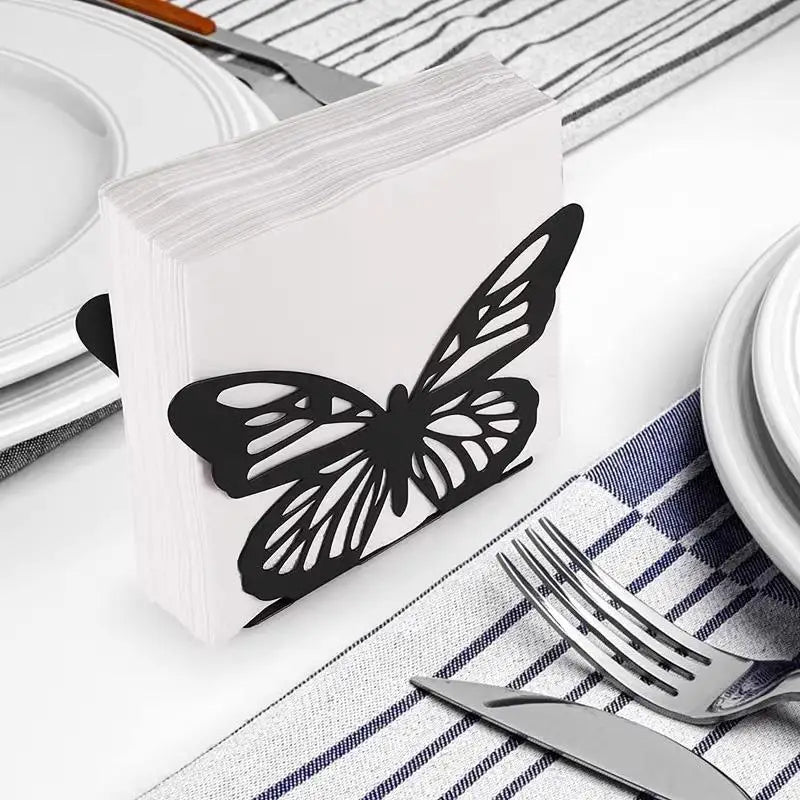 porte serviettes moderne noir blanc papillon papier opacité décoratif tiroir rangement organisateur table manger