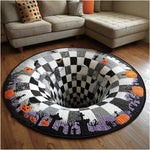 tapis rond halloween fantômes citrouilles spirale 3d effet optique décoration sol intérieur maison
