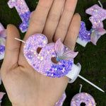 bougies anniversaire chiffres violet paillettes pois dorés thème sirène festive mariage