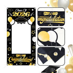 décoration photo graduation motif diplômes étoiles ballons festif noir or blanc