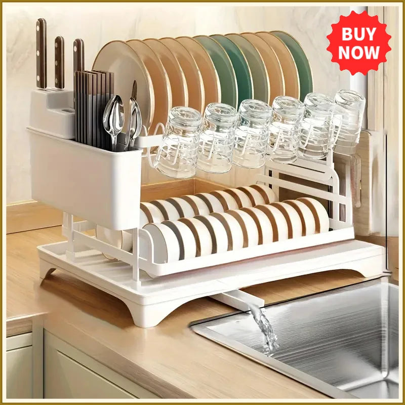 égouttoir vaisselle pliable acier anti rustre moderne blanc drainage auto usage multiple cuisine