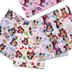 tissu coton patchwork personnages disney serviette enfant rose blanc vert bleu motif illustration colorée