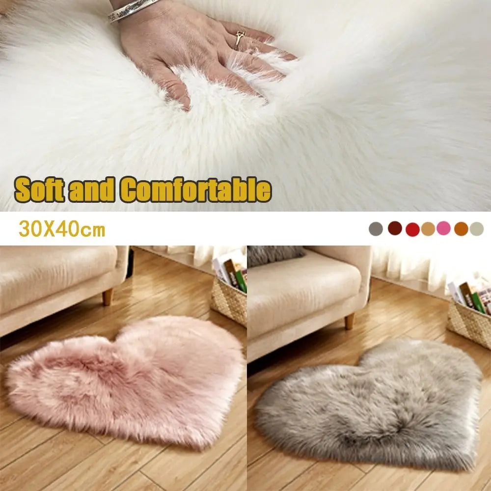 tapis cœur peluche rose blanc moderne chambre doux sans bpa pvc polyester vinyle