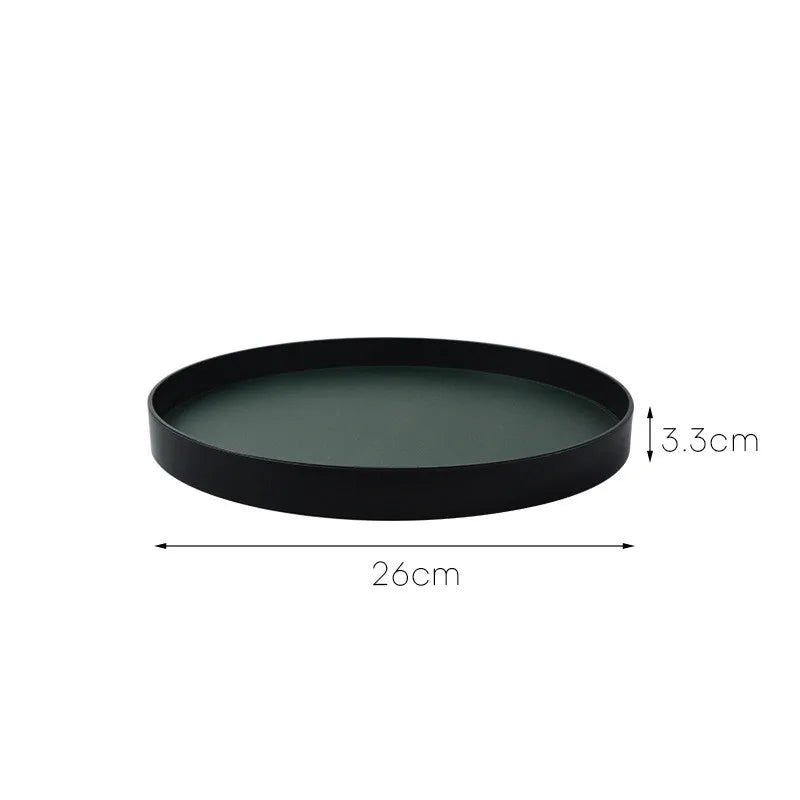 présentoir rond moderne plateau uni vert foncé orange noir maquillage soins parfums cosmétiques table