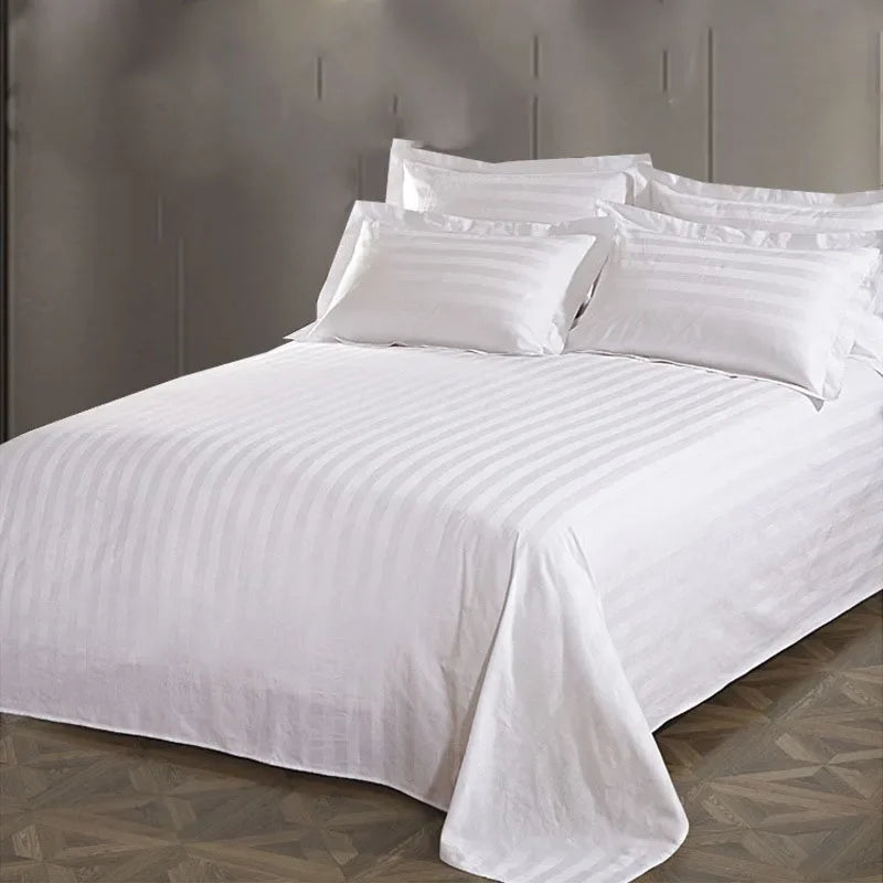 drap lit blanc rayures horizontales 100 coton hypoallergénique durable classique adultes