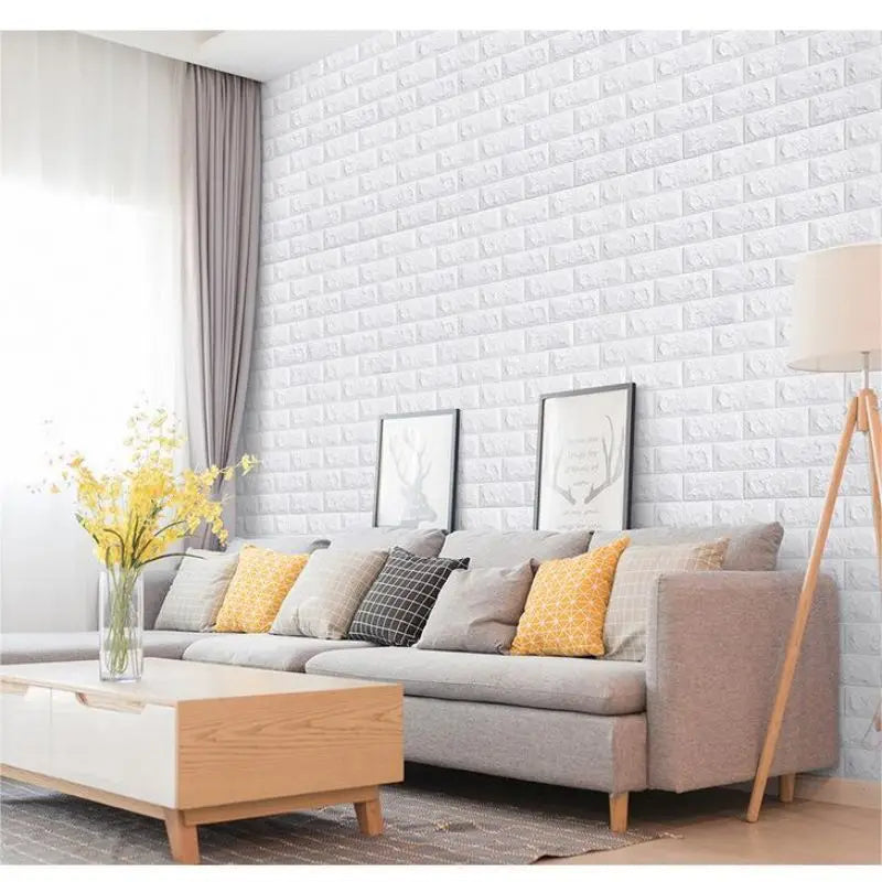 panneaux décoratifs murals adhésifs briques 3d blanc jaune rose bleu noir modernes
