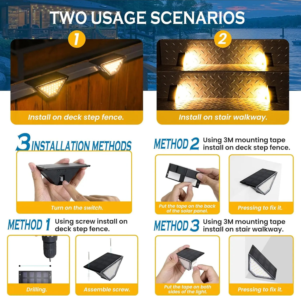 lampes solaires extérieures led noires blanches modernes adhésives autonomes imperméables ip65