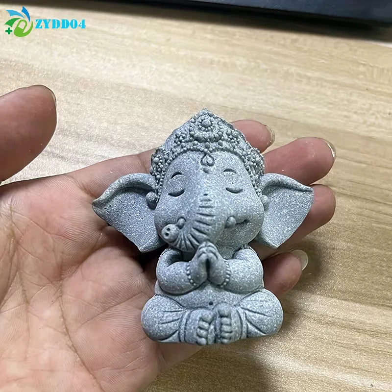 statuette éléphant gris texture granulée artisanale décoration maison petite taille moyenne grande