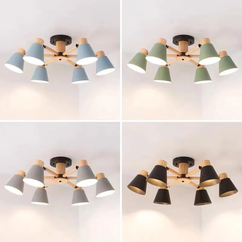 Lustre en bois naturel nordique blanc pour chambre
