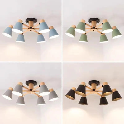 Lustre en bois naturel nordique blanc pour chambre