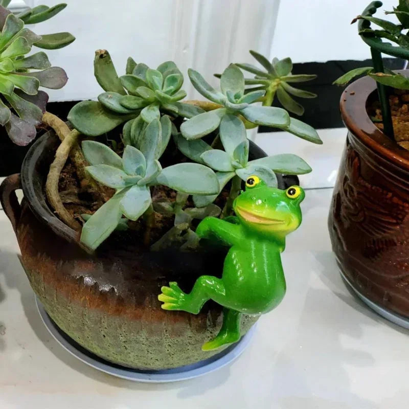 figurine grenouille verte résine décorative cartoon adhésif intérieur extérieur ornement jardin moderne