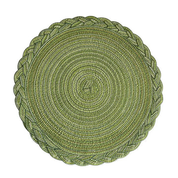 serviettes table rondes modernes vert clair tissées fils transparents respectueux environnement decoration table assises