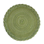 serviettes table rondes modernes vert clair tissées fils transparents respectueux environnement decoration table assises