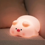 lampe chevet mignon rose cochon cartoon oeil noir nez rose flux lumineux faible tactile