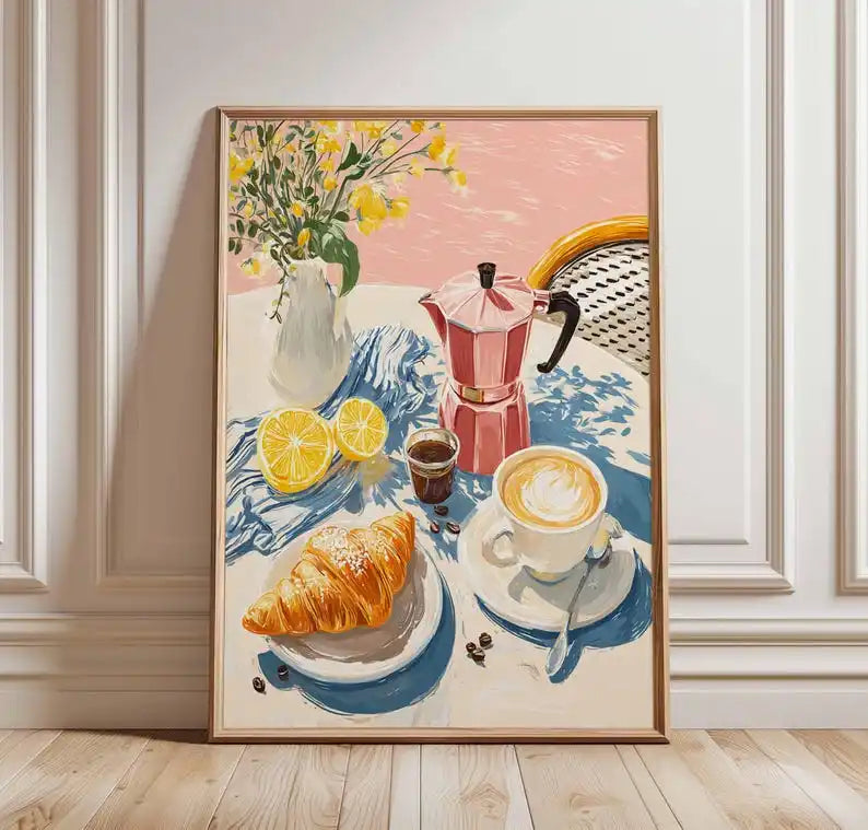 tableau moderne toile croissant citron fleurs minimaliste chambre cuisineDecorationArtPosters