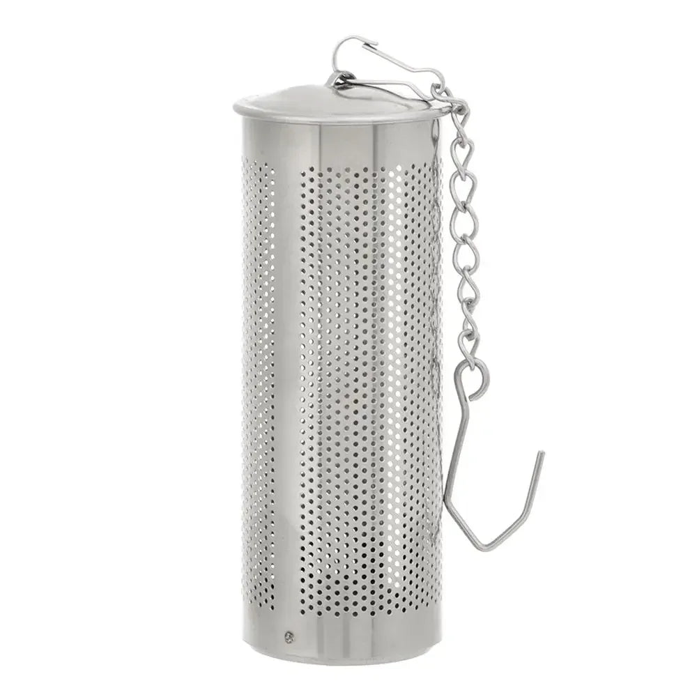 infuseur thé maille fine chaîne boucle moderne argenté filtre épices cuisine théière herbes thé