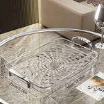 plateau service transparent moderne poignées diamant 3d argenté fruits macarons