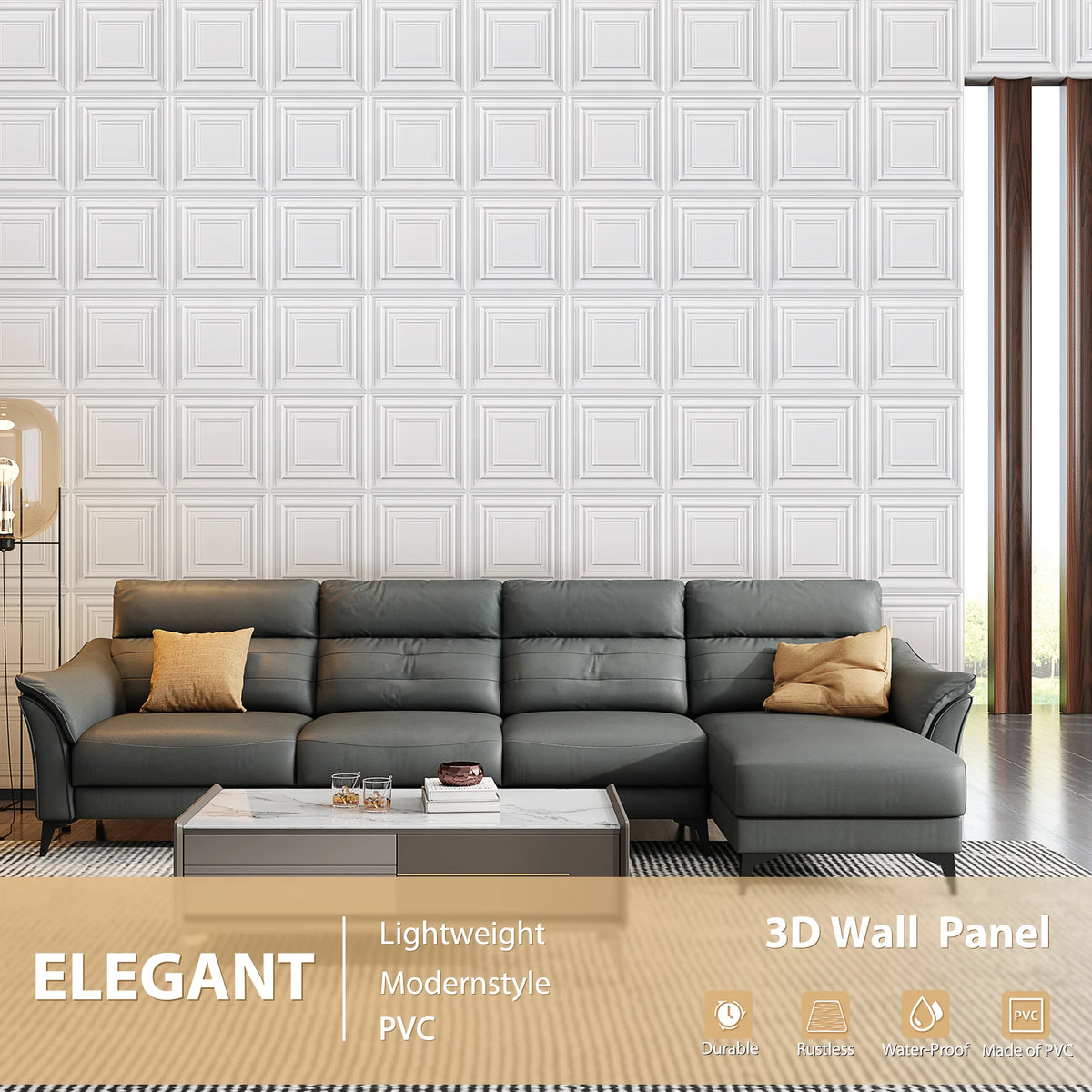 panneau mural 3D blanc relief moderne adhésif salon chambre enfant mariage carré classique PVC