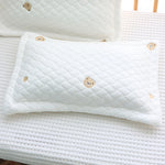 oreiller bébé blanc quilté ours brodés moderne confortable boutons décoratifs polyester coton