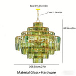 lustre moderne géométrique vert doré blanc transparent chambre salon