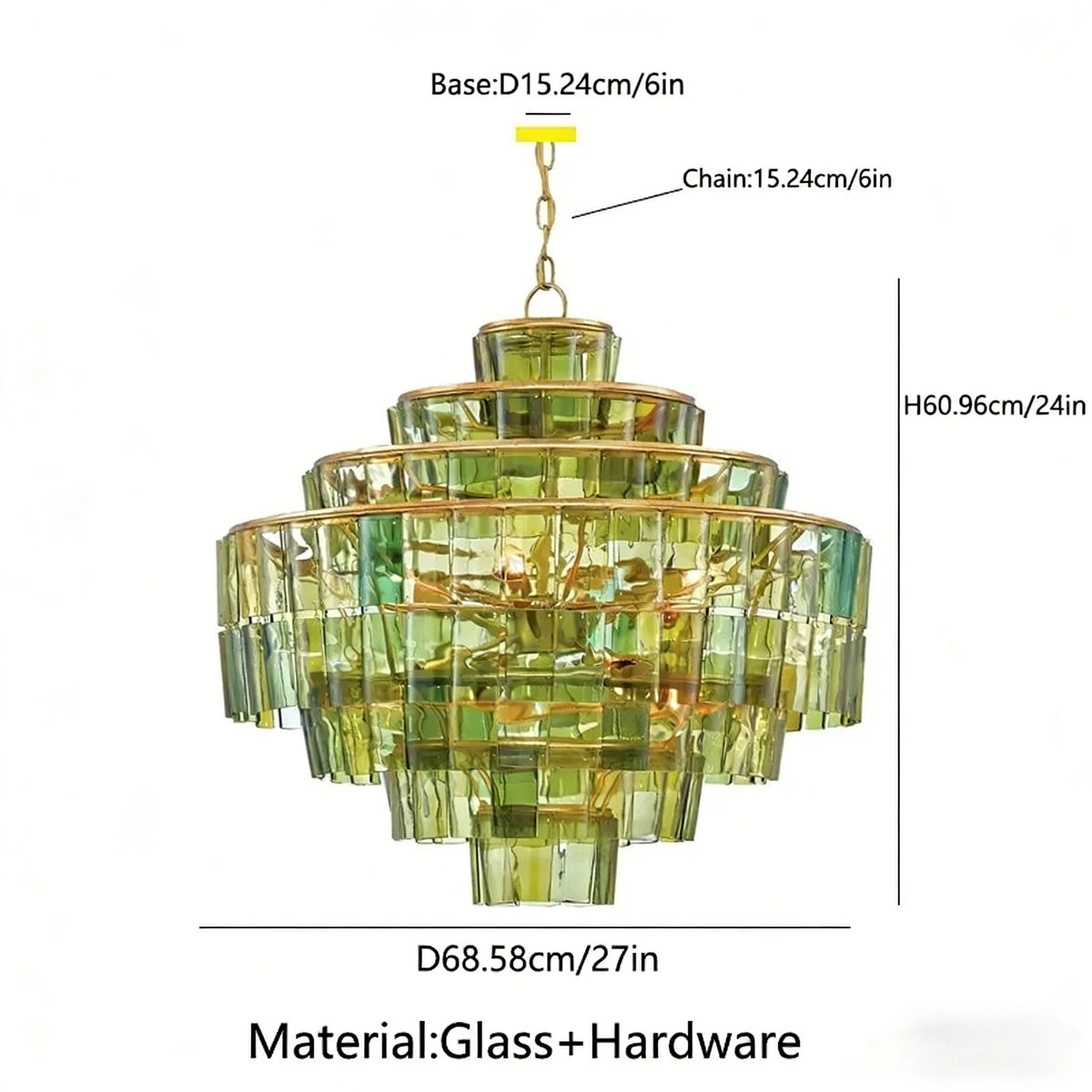 lustre moderne géométrique vert doré blanc transparent chambre salon