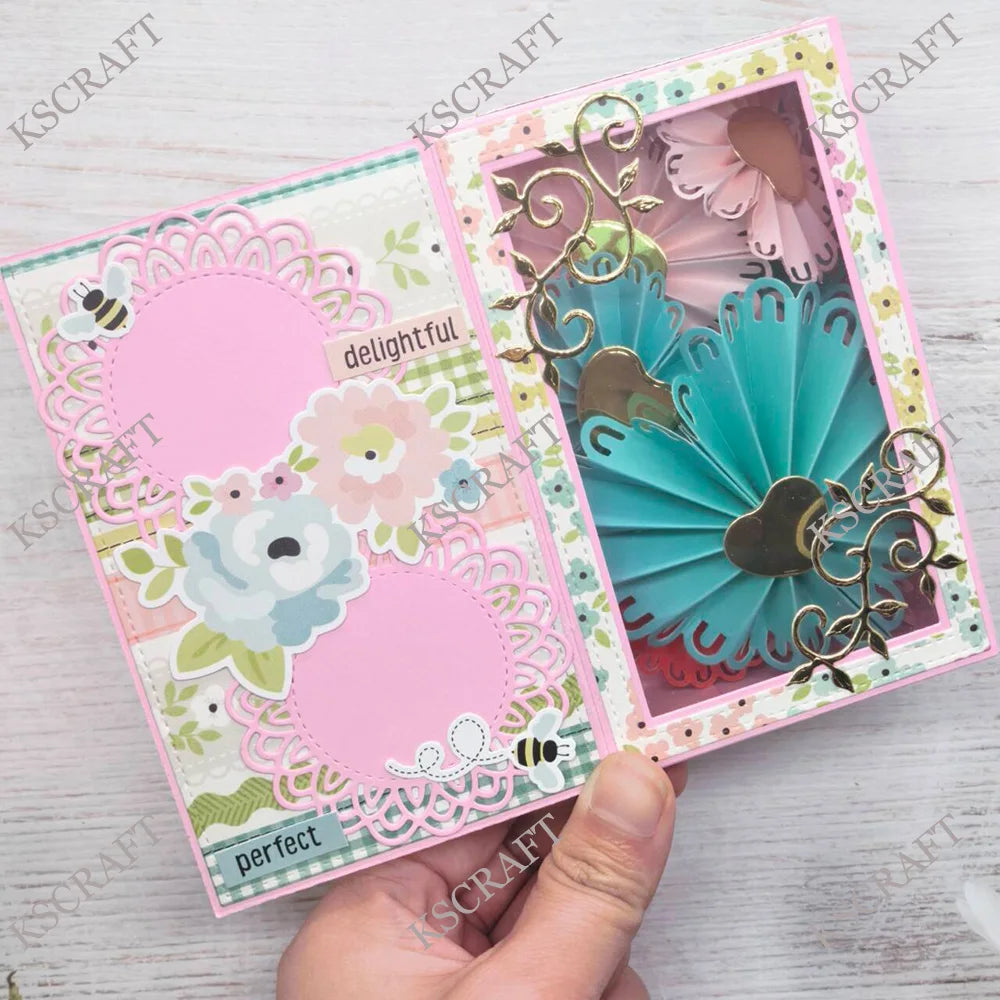 scrapbooking kit matrices découpe cartes pop up boîtes cadeaux motifs floraux textures élégantes fleurs