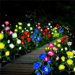 décoration extérieure moderne bouquet lumineux roses artificielles rouge rose jaune bleu blanc patio jardin