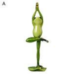 figurines grenouilles yoga vert or décoratives ludiques zen table bureauscrição