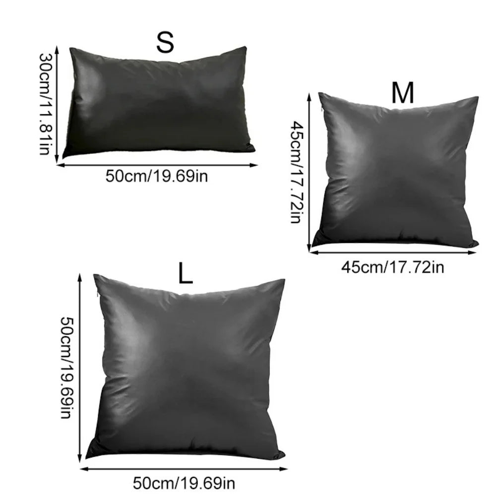 taies d'oreiller modernes cuir pu marron uni brillant 30x50cm 45x45cm 50x50cm opaques chambre salon