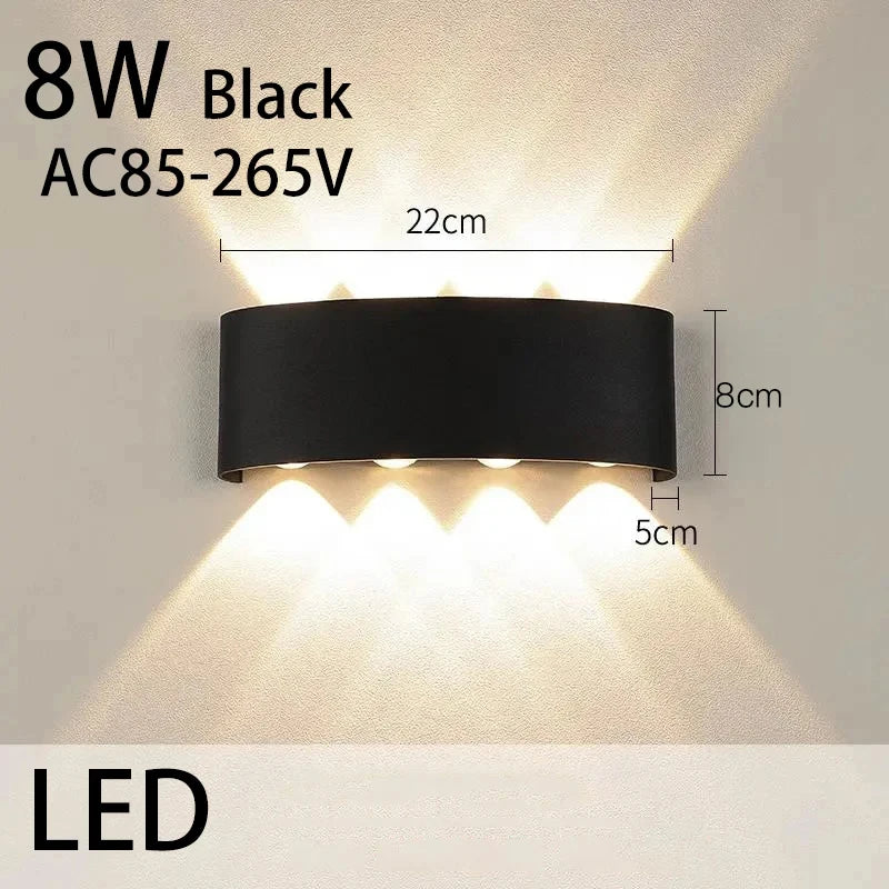 applique murale led noir contemporaine fixée mur 10w ip65 étanche 10 ampoules led