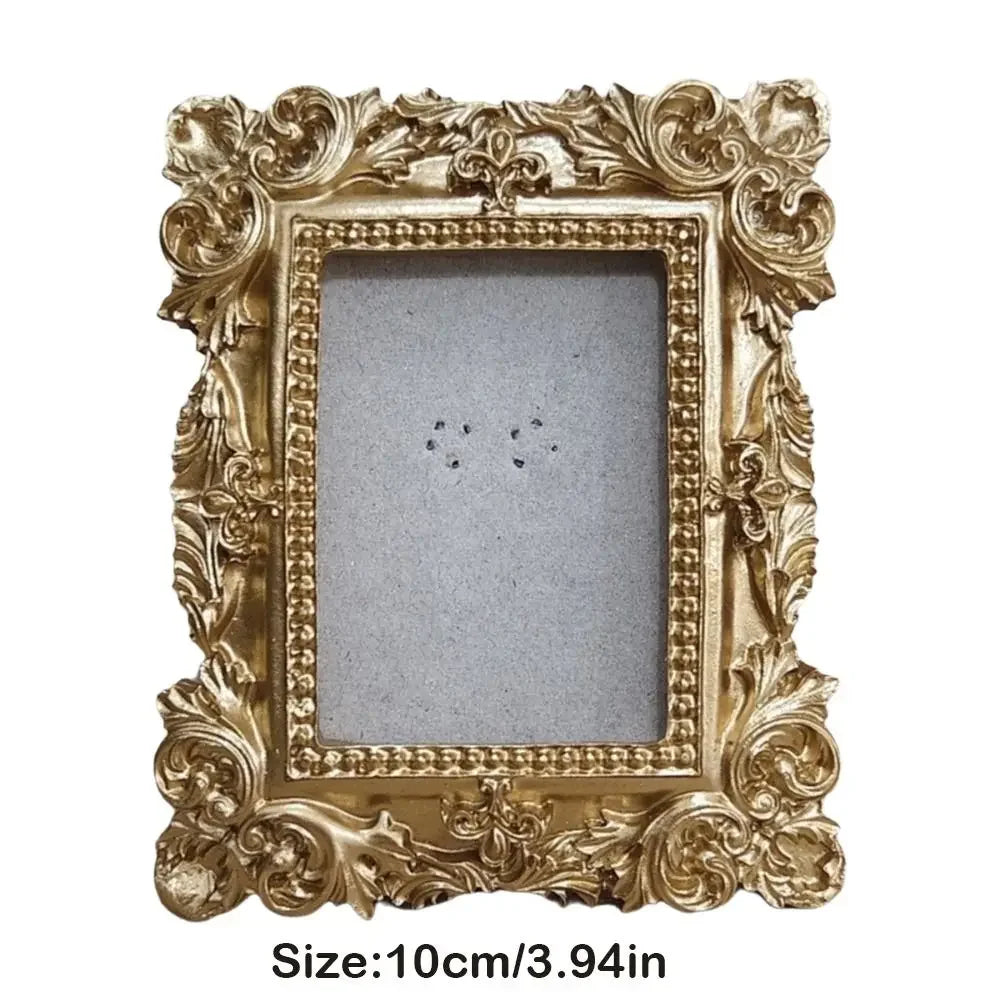 cadre photo or baroque relief floral support métal noir décoration vintage orné