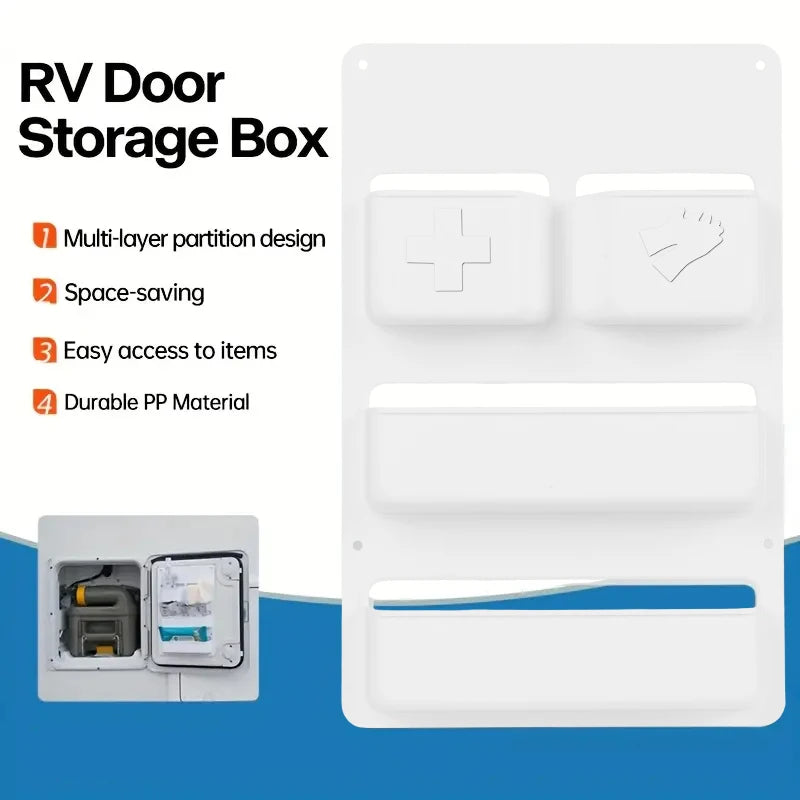 boîte rangement adhésive porte camping car blanc compartiments modernes pratiques
