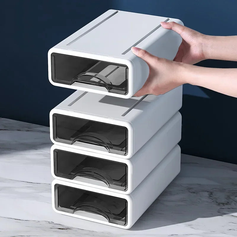 boîtes rangement transparentes modernes réutilisables blancs tiroirs anti poussière articles divers grande petite