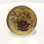médailles zodiaque chinois animaux symboles yin yang decoration florale or rouge noire bleu verte