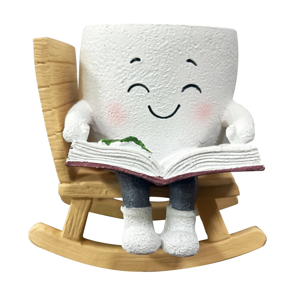 cache pot résine blanc souriant plante artificielle chaise bascule livre miniature décoratifextérieur
