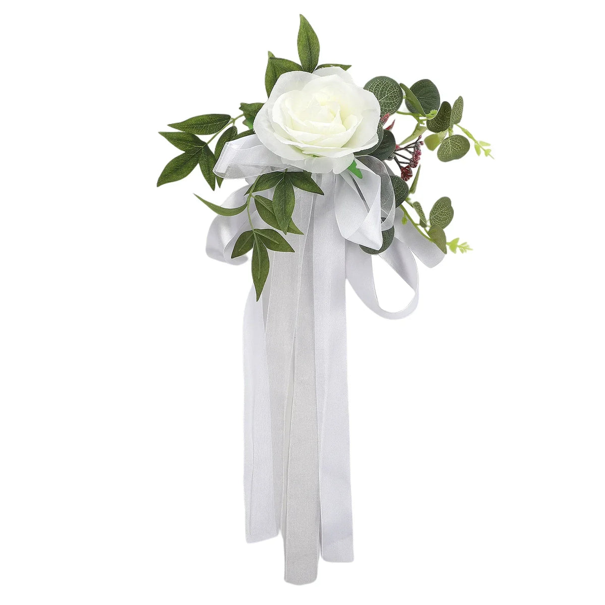 décoration mariage chaise fleurs artificielles soie rose blanc anniversaire baby shower