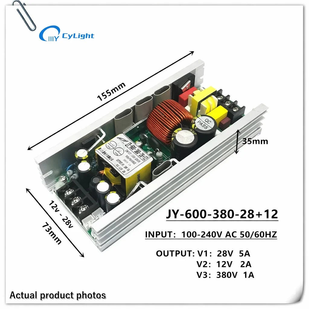 alimentation électrique projecteur laser blanc vert jaune condensateurs bobines connecteurs 230W 380W 24V 12V