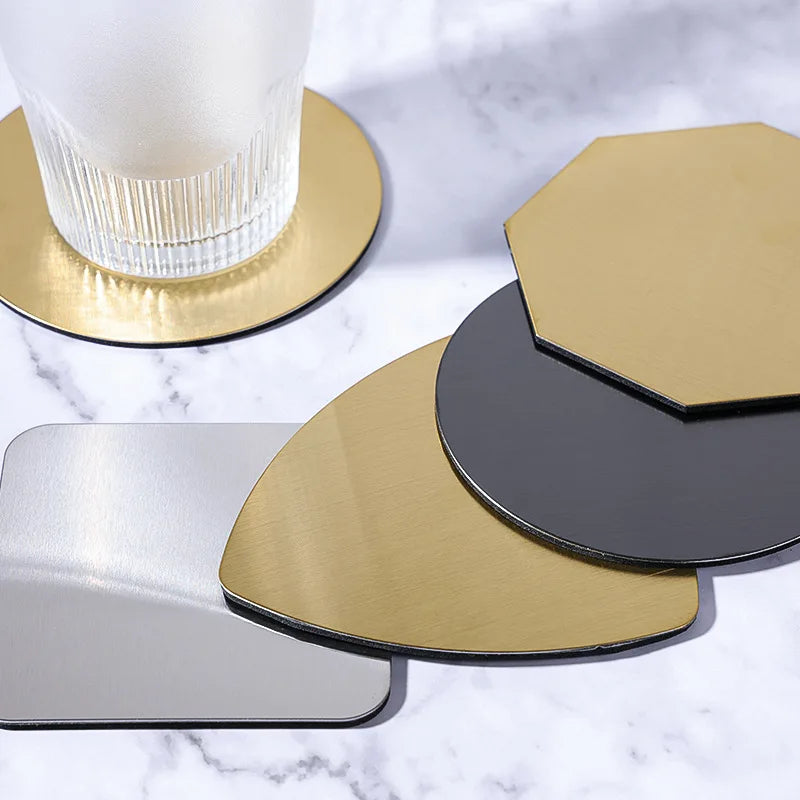 coasters acier inoxydable anti chauffe étanches or gris noir moderne