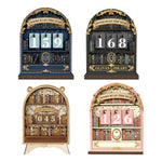 décoration bibliothèque miniature vintage suivi livres lus chiffres rotatifs bois floral doré salon chambre