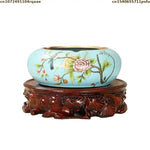support décoratif bois massif sculpté vase pot fleur objet ancien