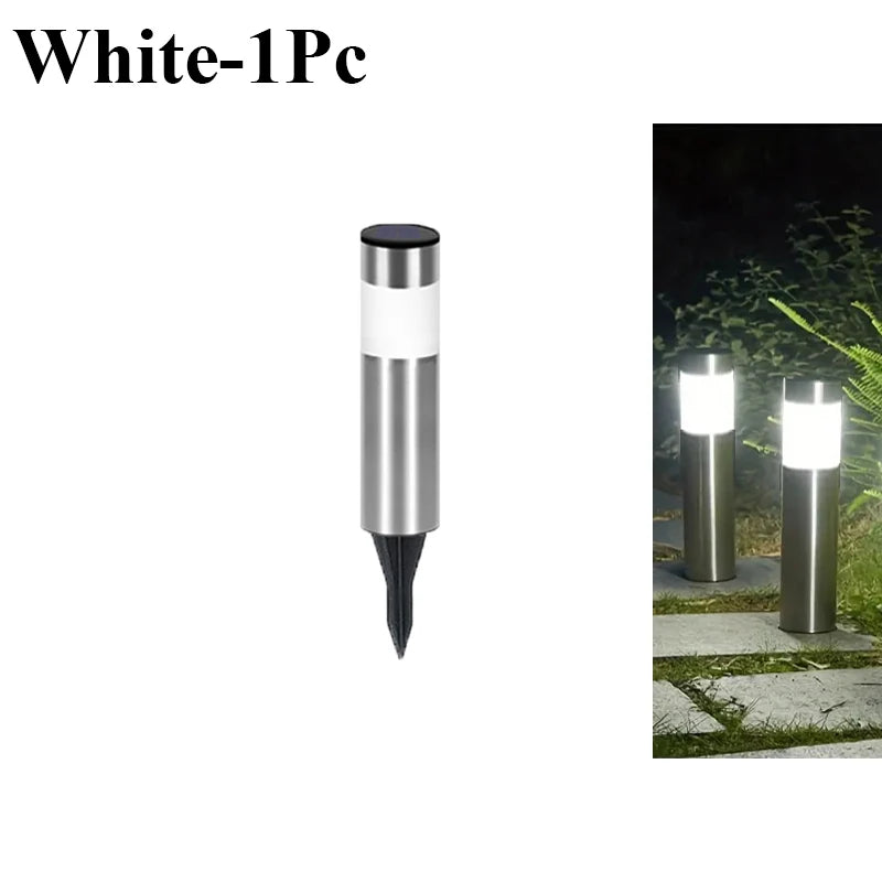 lampe solaire jardin led acier inoxydable moderne argenté doré ip65extérieur minimaliste