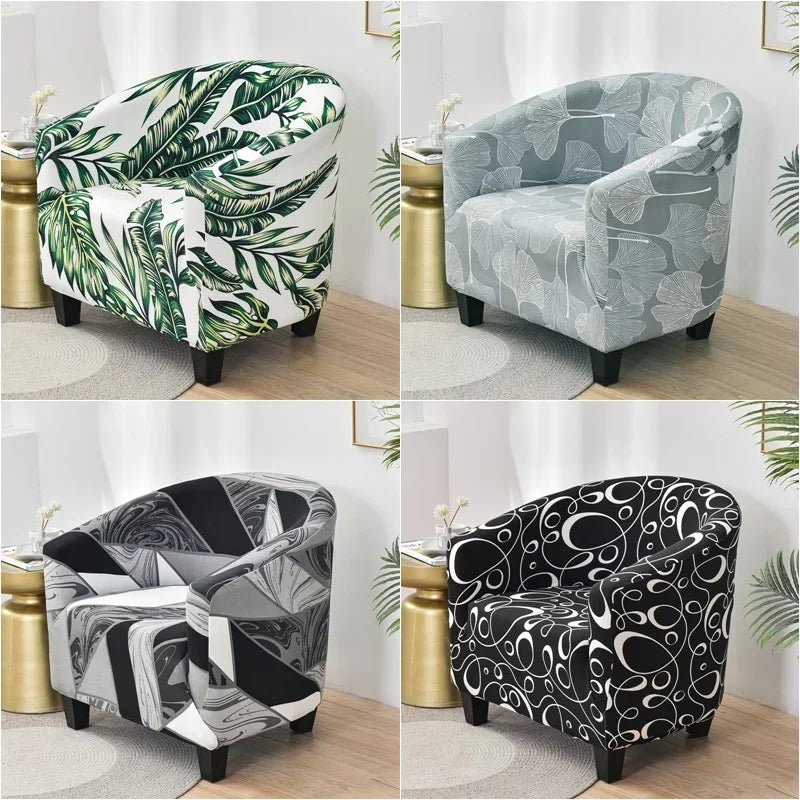 housse élastique lavable fauteuil moderne imprimé feuilles tropicales couleurs vives protection intérieure printemps étéversible