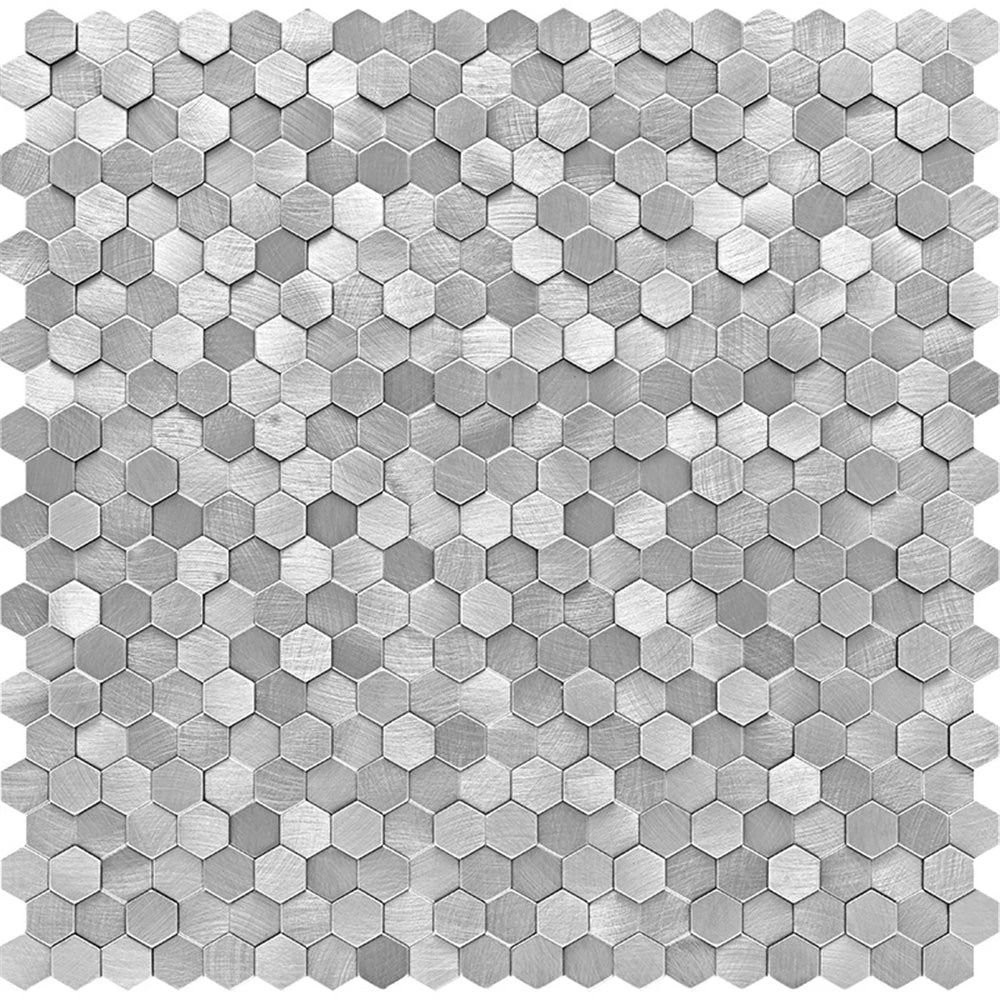 mosaïque murale 3d hexagonale métallique brossée moderne minimaliste vert marron gris beige autoadhésive