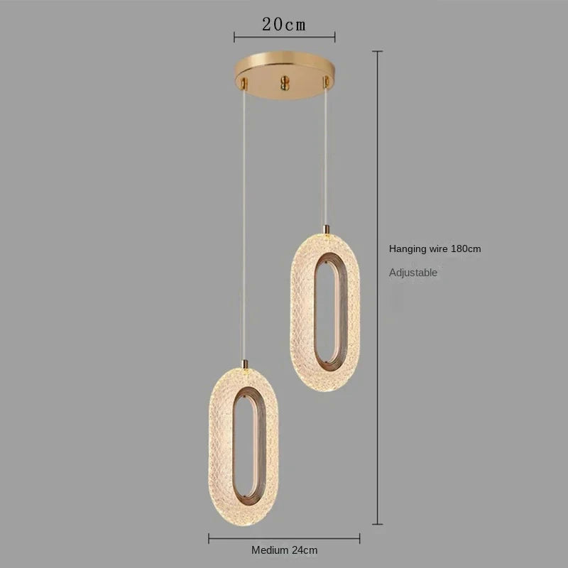 Suspension lumineuse moderne élégante dorée fil cuivre transparent 9cm 12cm 36cm