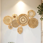 décorations murales bohèmes tressures franges motifs géométriques naturelles plante verte ornement salon chambre