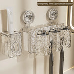 porte brosses dents gobelets transparent moderne texturé fixation suction salle bain