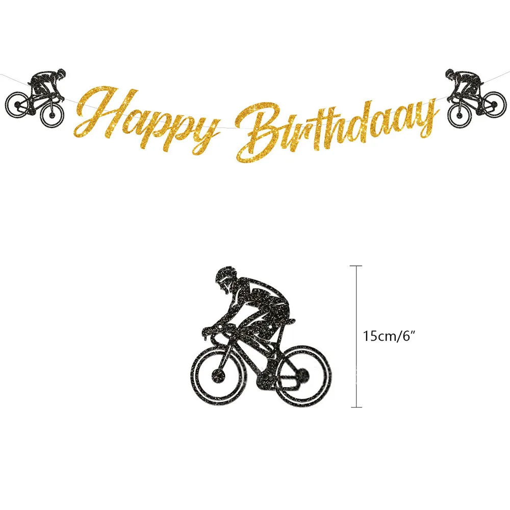 Bannière joyeux anniversaire thème vélo tout-terrain pour enfants