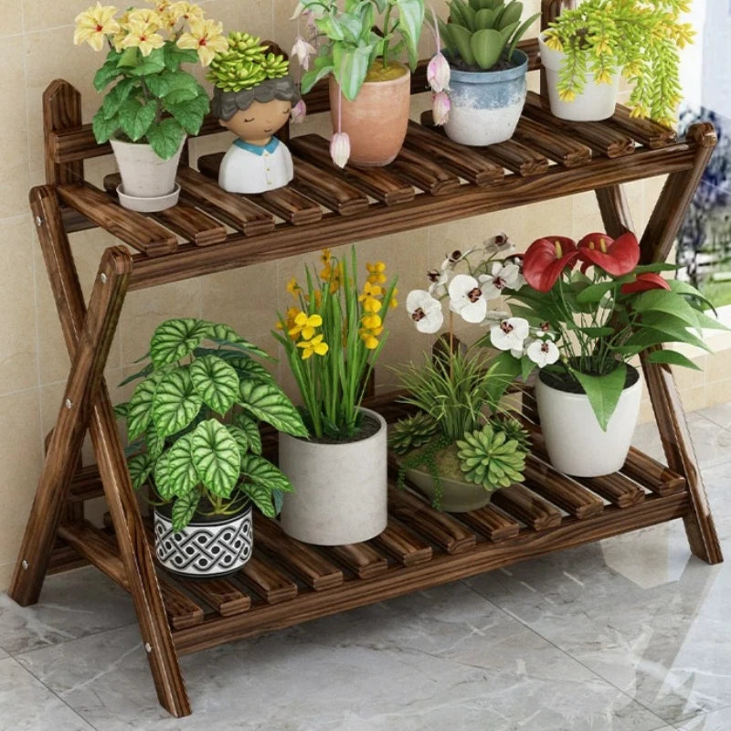 étagère fleurs bois moderne niveaux marron foncé intérieur extérieur assemblage