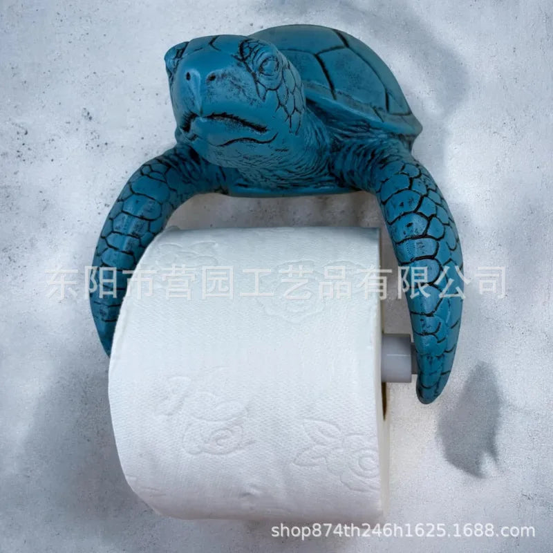 porte rouleau papier toilette forme tortue bronze doré decoratif animalier original plaque metallique fixation