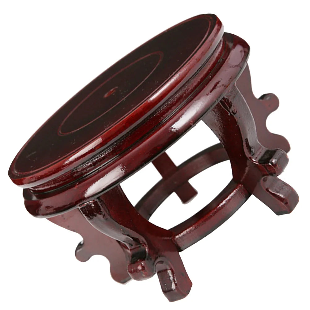 support rouge foncé bois brillant pot fleur classique intérieur traditionnel minimaliste